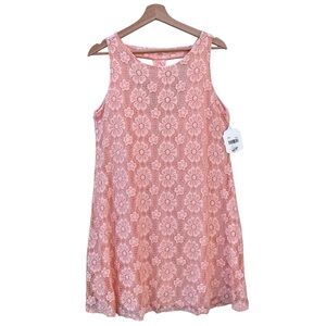 Altar’d State Dress Pink Lace Swing Mini Peach Floral Womens Large L NWT